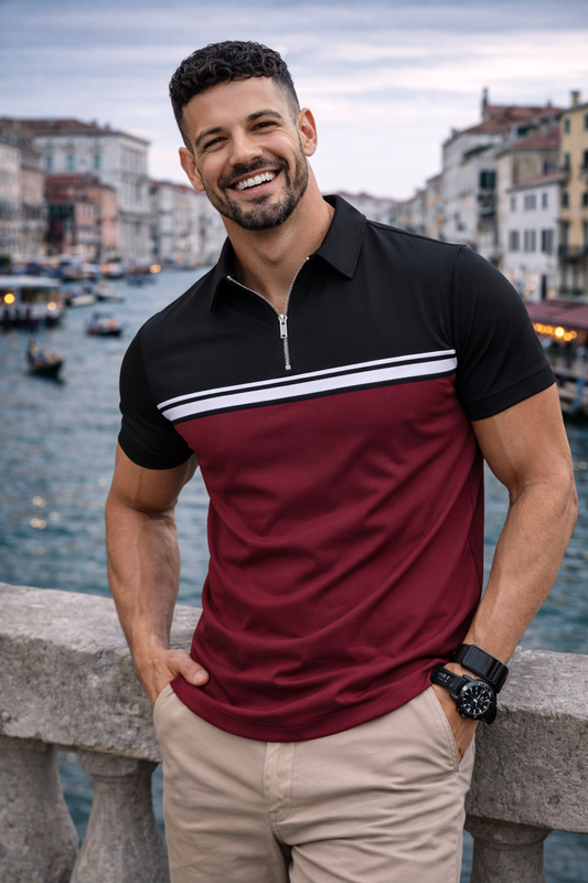 The Venice Contrast Zip Polo